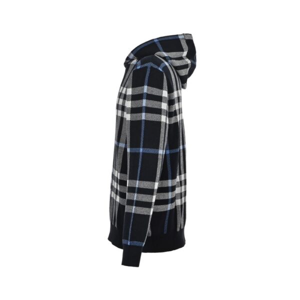 Burberry 24Fw Blue Check Knit Hoodie