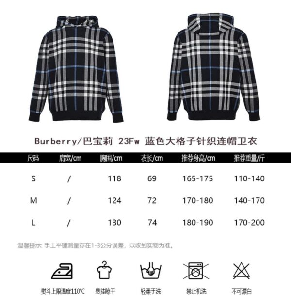 Burberry 24Fw Blue Check Knit Hoodie