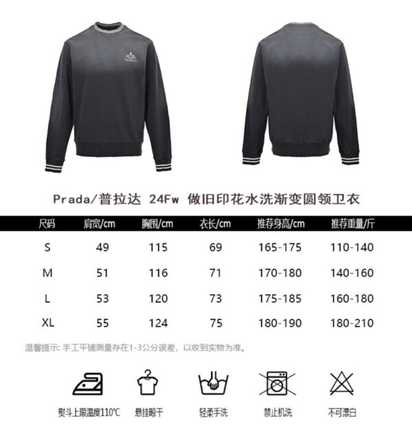 Prada 24Fw Distressed Print Washed Gradient Sweatshirt