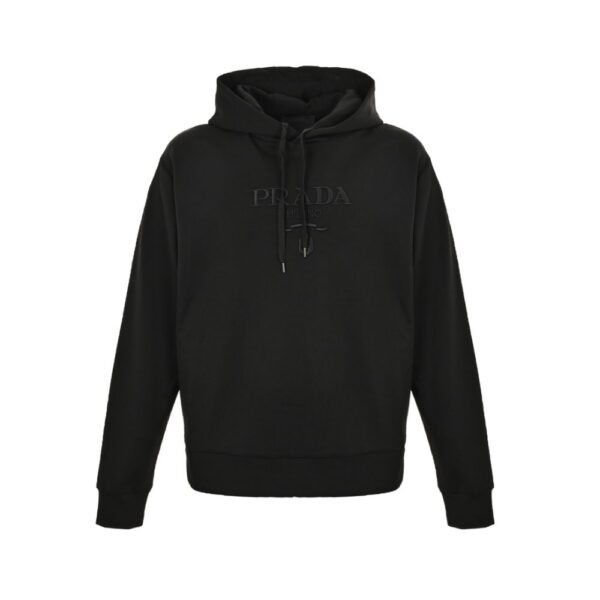 Prada 24Fw embroidered logo hoodie