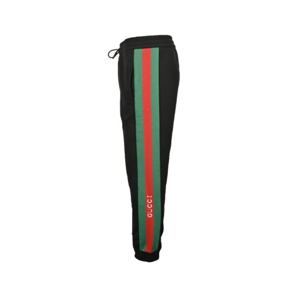 Gucci Red and green jacquard webbing trousers