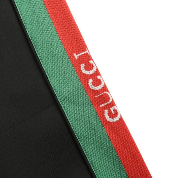 Gucci Red and green jacquard webbing trousers
