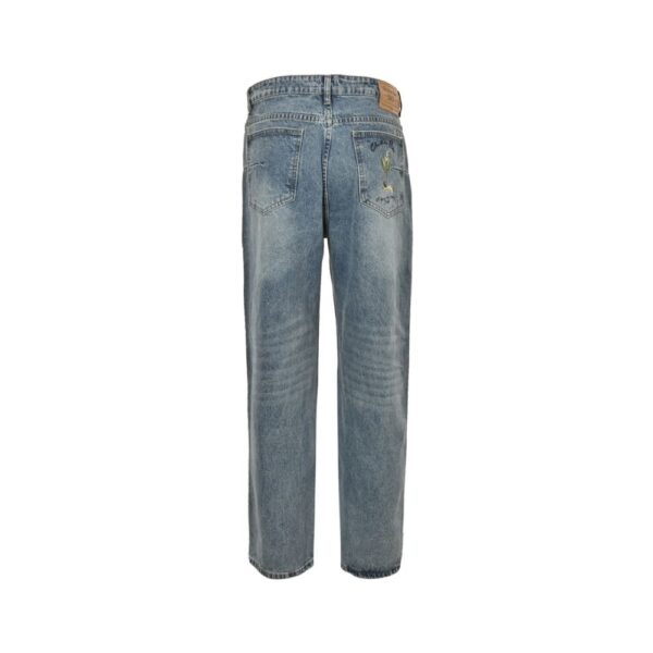 Dior 24Fw Floral Embroidery Letter Washed Jeans