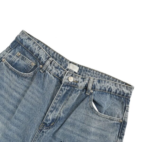 Dior 24Fw Floral Embroidery Letter Washed Jeans
