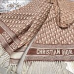 Dior Bookmark Cashmere Scarf Navy Toffee color