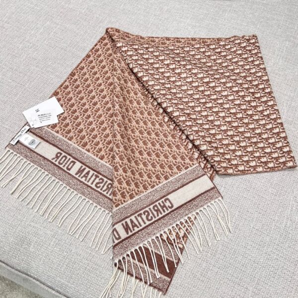 Dior Bookmark Cashmere Scarf Navy Toffee color