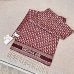 Dior Bookmark Cashmere Scarf Navy Wine Red