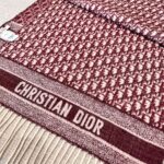 Dior Bookmark Cashmere Scarf Navy Wine Red