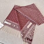 Dior Bookmark Cashmere Scarf Navy Wine Red