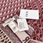 Dior Bookmark Cashmere Scarf Navy Wine Red