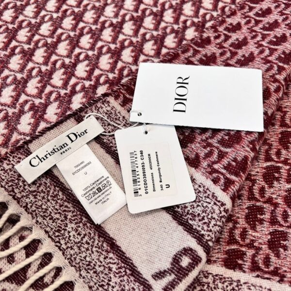 Dior Bookmark Cashmere Scarf Navy Wine Red