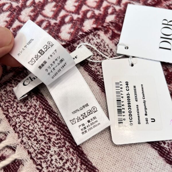 Dior Bookmark Cashmere Scarf Navy Wine Red
