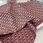 Dior Bookmark Cashmere Scarf Navy Wine Red