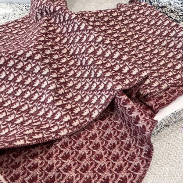 Dior Bookmark Cashmere Scarf Navy Wine Red
