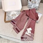Dior Bookmark Cashmere Scarf Navy Wine Red