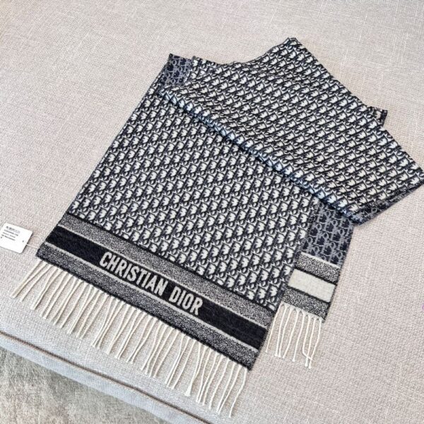 Dior Bookmark Cashmere Scarf Navy Blue