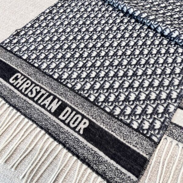 Dior Bookmark Cashmere Scarf Navy Blue