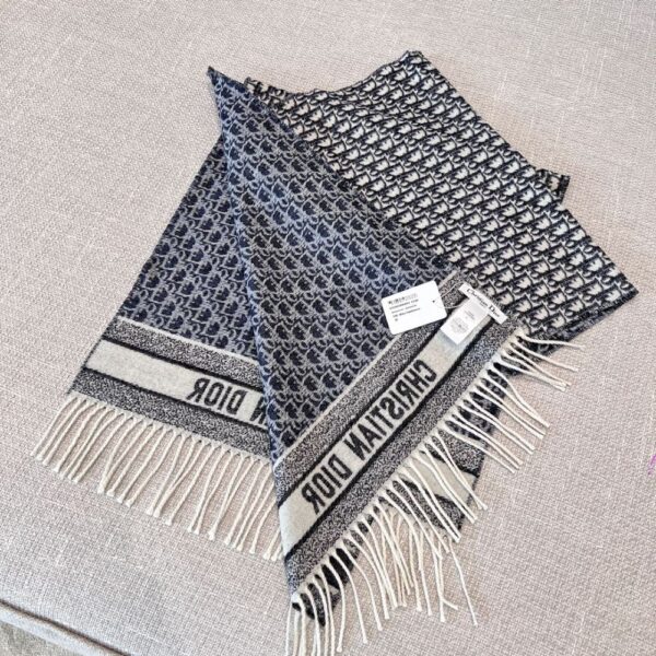 Dior Bookmark Cashmere Scarf Navy Blue