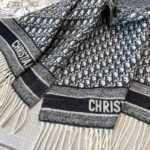 Dior Bookmark Cashmere Scarf Navy Blue