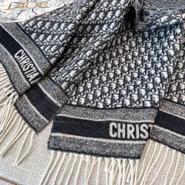 Dior Bookmark Cashmere Scarf Navy Blue