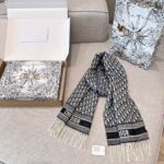 Dior Bookmark Cashmere Scarf Navy Blue