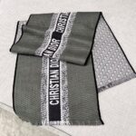 Dior Scarf Wool and Silk Blend Double Face Scarf Black