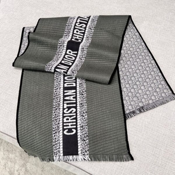 Dior Scarf Wool and Silk Blend Double Face Scarf Black