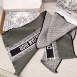 Dior Scarf Wool and Silk Blend Double Face Scarf Black