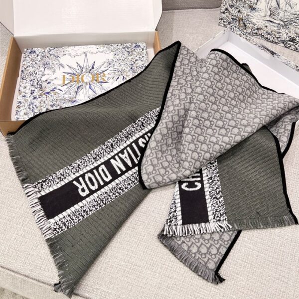 Dior Scarf Wool and Silk Blend Double Face Scarf Black