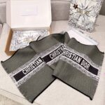 Dior Scarf Wool and Silk Blend Double Face Scarf Black
