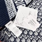 Dior Scarf Wool and Silk Blend Double Face Scarf Blue