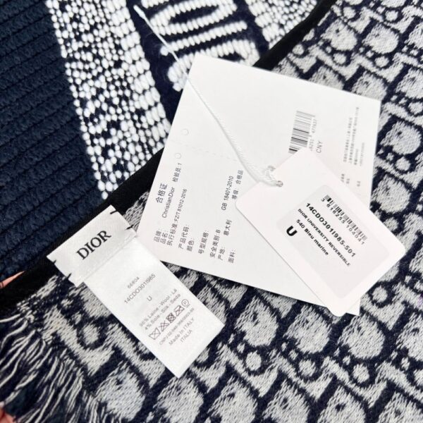 Dior Scarf Wool and Silk Blend Double Face Scarf Blue