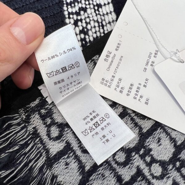 Dior Scarf Wool and Silk Blend Double Face Scarf Blue