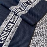 Dior Scarf Wool and Silk Blend Double Face Scarf Blue
