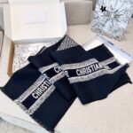 Dior Scarf Wool and Silk Blend Double Face Scarf Blue