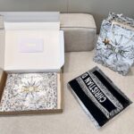 Dior Scarf Wool and Silk Blend Double Face Scarf Blue