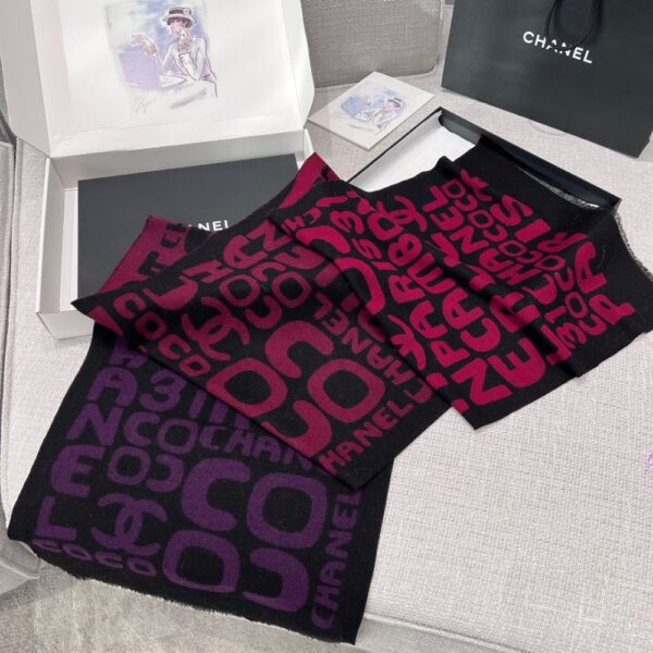 Chanel Gradient graffiti shawl Purple