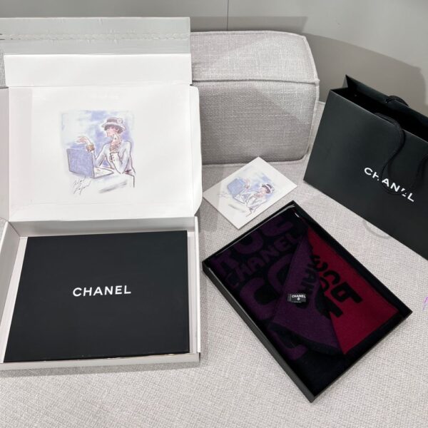Chanel Gradient graffiti shawl Purple