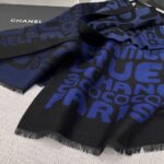 Chanel Gradient graffiti shawl Blue