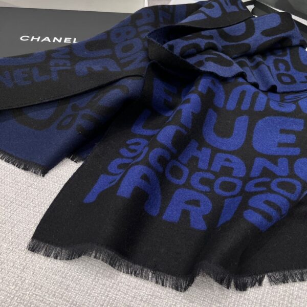 Chanel Gradient graffiti shawl Blue