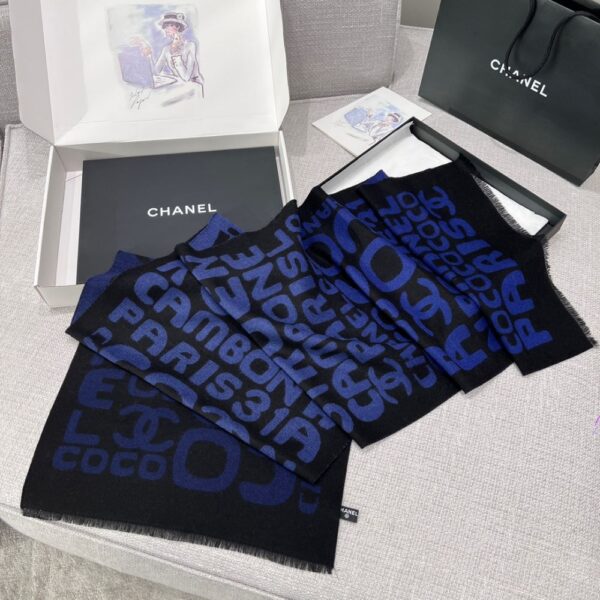 Chanel Gradient graffiti shawl Blue