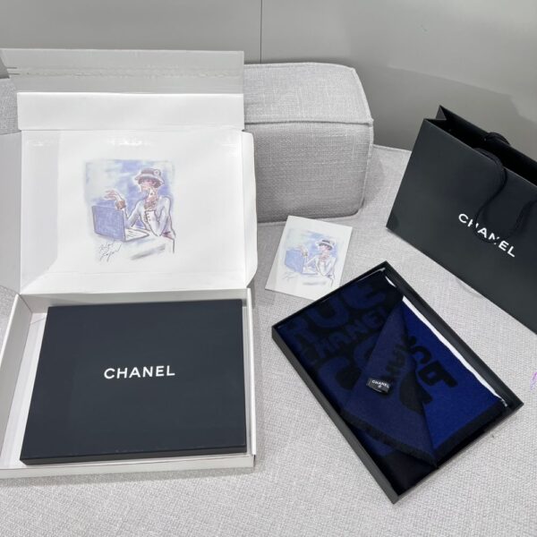 Chanel Gradient graffiti shawl Blue