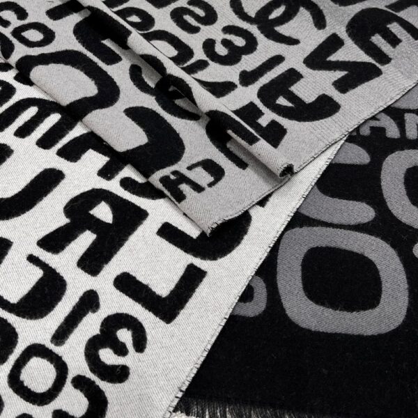 Chanel Gradient graffiti shawl Black Grey