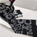 Chanel Gradient graffiti shawl Black Grey