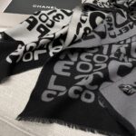 Chanel Gradient graffiti shawl Black Grey