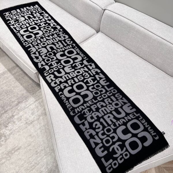 Chanel Gradient graffiti shawl Black Grey