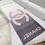 Chanel Stitched Large Logo Shawl Pink Grey