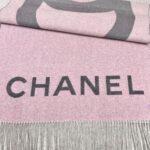Chanel Stitched Large Logo Shawl Pink Grey