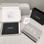 Chanel Stitched Large Logo Shawl Pink Grey