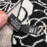 Chanel Camellia Scarf Black White